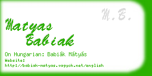 matyas babiak business card